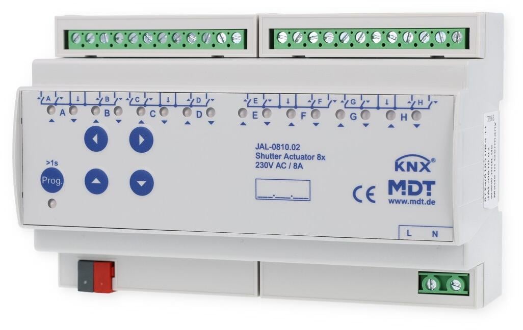 MDT JAL-0810.02 Jalousieaktor 8-fach, REG, 10A, für Motoren 230VAC bis 600W