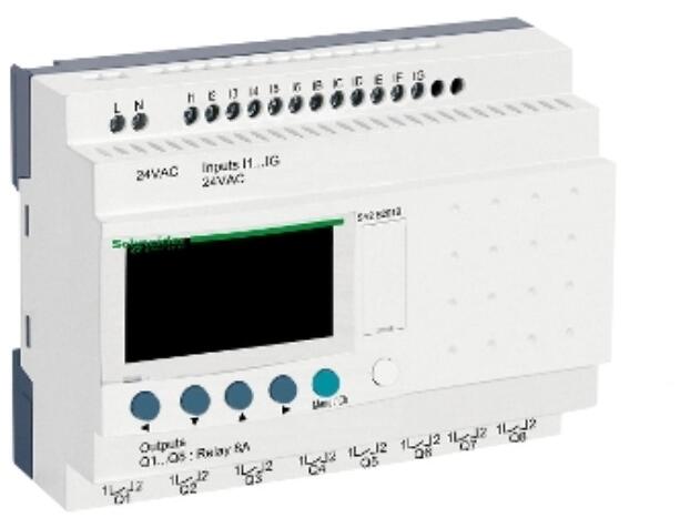 Schneider Electric SR2B201B SPS-Steuerrelais, Zelio Logic, kompakte Ausführung, 20 E/A, 24 VAC, Display, Uhr, Relaisausgänge