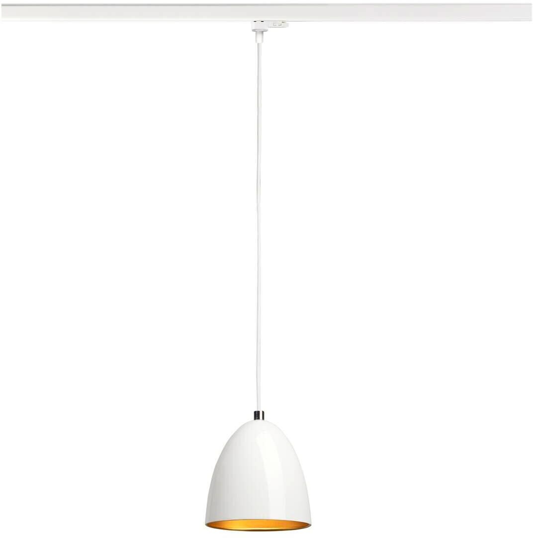 SLV PARA CONE 14 Pendelleuchte für 3-Phasen-Hochvolt-Schienensystem, Ø14cm, GU10, max. 35W, Stahl, weiß/gold (1008062)