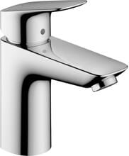 hansgrohe Logis Einhebel-Waschtischarmatur 100 besonders wassersparend 3,5 l/min mit Zugstangen-Ablaufgarnitur, Messing, 3,5 l/min, Chrom (71104000)