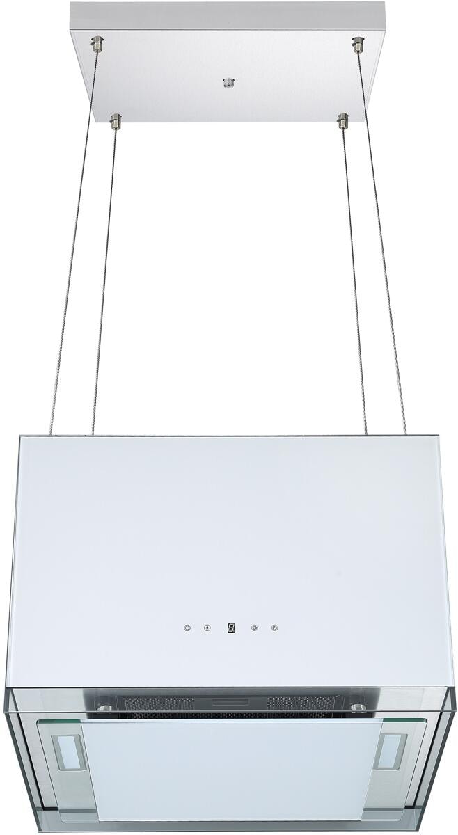 Respekta CH11050IW Inselhaube, 50 cm breit, 495,2 m³/h, 3 Leistungsstufen, LED Beleuchtung, Nachlauftimer, Glasblende weiß