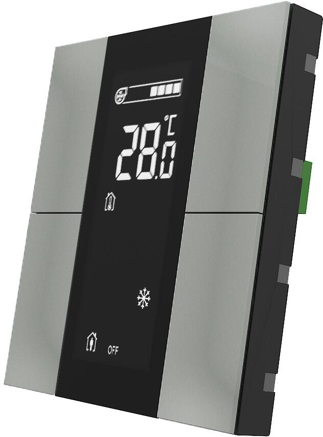 Interra iSwitch+ Raumsteuergerät, KNX, Wandmontage, 4 Tasten, LCD-Display, AQI, Kunststoff, metallic grau (ITR340-3405)