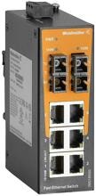 Weidmüller IE-SW-EL08-6TX-2SCS Netzwerk Switch, unmanaged, Fast Ethernet, Anzahl Ports: 6x RJ45, 2x SC-Multimode, IP30, -40 °C...75 °C (2682180000)