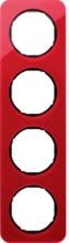 Berker 10142344 Rahmen, 4fach, R.1, Acryl rot transparent/schwarz glänzend