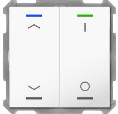 MDT BE-TAL6302.C1 Taster Light 63 2-fach, Ausführung AUF/AB und I/O Symbol, studioweiß glänzend