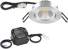 EVN PC20-Serie LED Deckeneinbau, rund, schwenkbar, IP20, 220-240V, 6W, 3000K, 620lm, inkl. Netzgerät, alu poliert STL (PC20N61402)