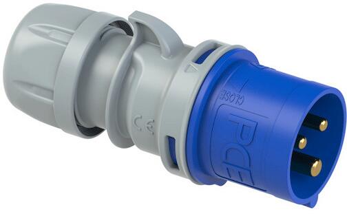 PCE TT SHARK CEE-Stecker, 16A, 3p, 6h, IP44/IP54, 230V, schraublos, blau (013-6tt)