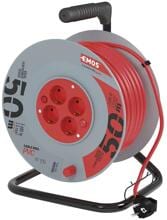 EMOS P092501 Kabeltrommel, SCHUKO, 4 Steckdosen, Länge 50m, 1,5mm², PVC, rot (1928045003)