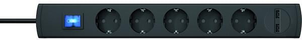 Protec.class PTSD90 5SUS1 Tischsteckdose, 5-fach, USB 2-fach, schwarz (05106324)