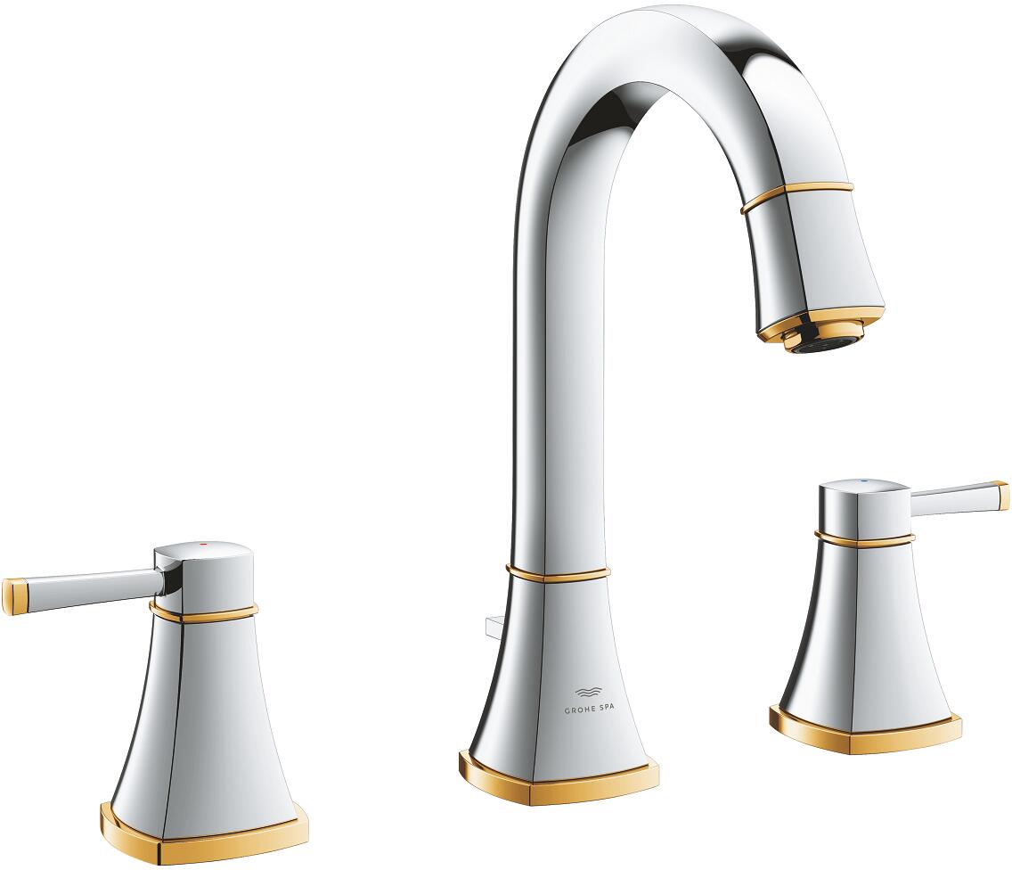 GROHE Grandera 3-Loch-Waschtischbatterie, Zugstangen-Ablaufgarnitur 1 1/4"", chrom/gold (20619IG0)