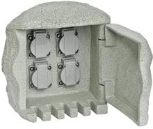 EVN 4-fach Energieverteiler, Stein, IP44, 230V, max. 3600W / 16A, grau (230418)
