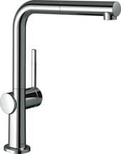 hansgrohe Talis M54 Einhebel-Küchenarmatur 270, Niederdruck/offene Warmwasserbereiter, Ausziehauslauf, 1 Strahlart, Messing, 215 mm, G ⅜ Anschlussschläuche, mit Rückflussverhinderer, chrom (72860000)