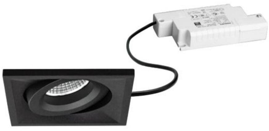 Brumberg BB37 LED-Einbaustrahlerset mit LED-Modul und Konverter Phasenabschnitt dimmbar, 7W, 3000K, quadratisch, schwenkbar, schwarz struktur (3939818