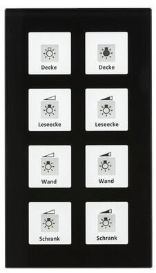 MDT RF-GTT8S.01 KNX RF+ Glastaster Plus 8-fach mit Aktor, mit Temperatursensor, schwarz
