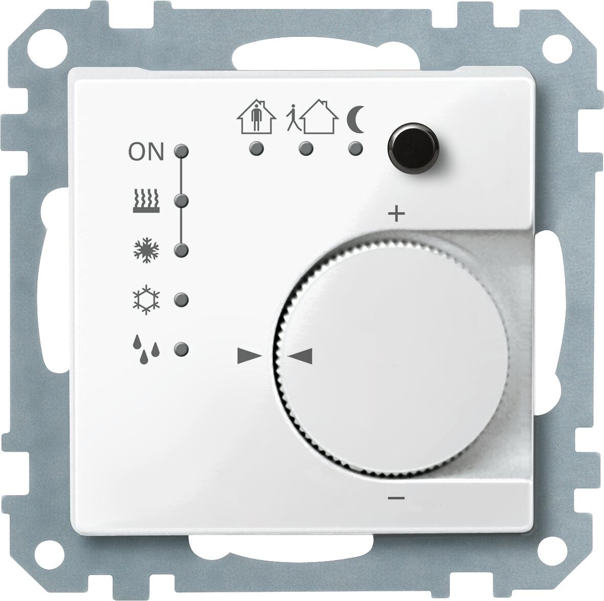 Merten KNX Raumtemperaturregler UP/PI mit Tasterschnittstelle, System M, 4fach, polarweiß glänzend (616719)