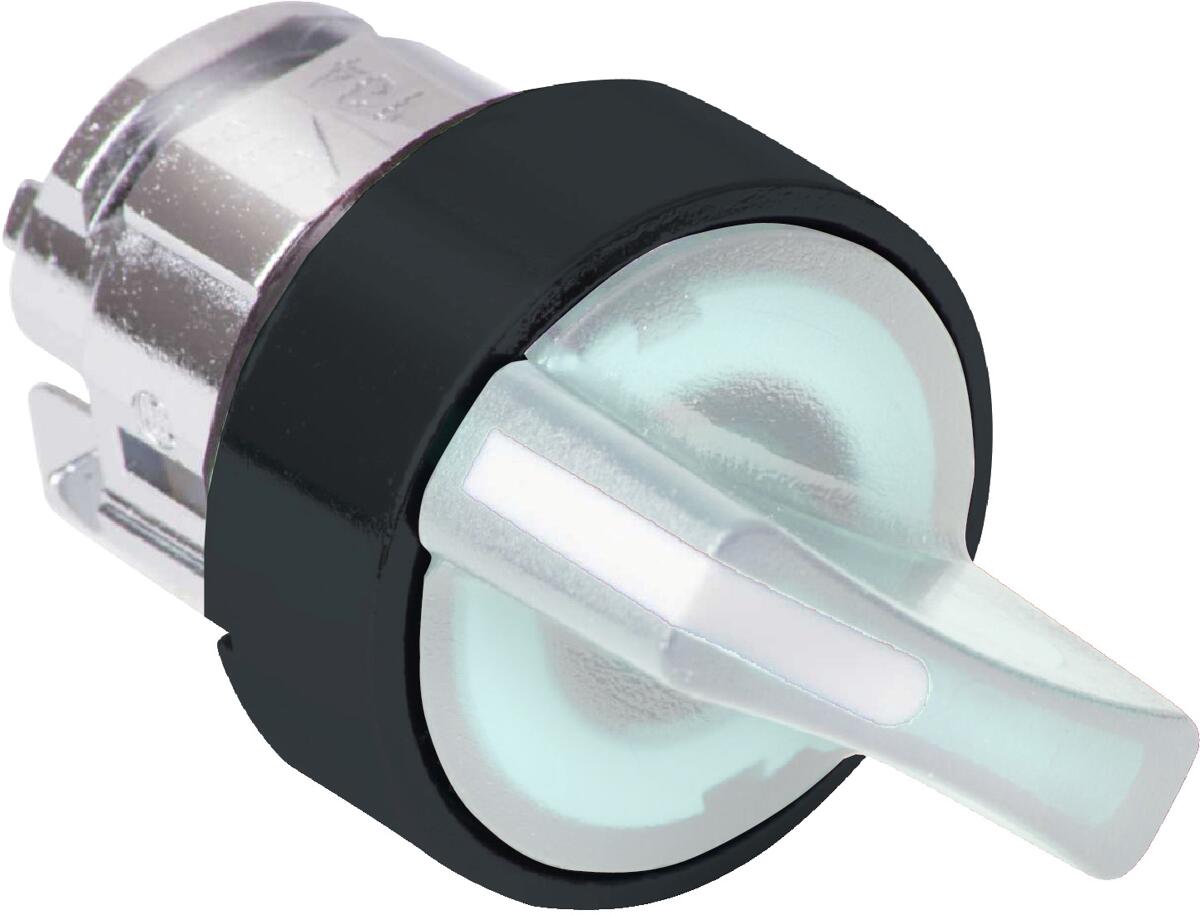 Schneider Electric ZB5AK1513 Harmony XB5, Leuchtwahlschalter, Frontelement, Kunststoff, 22mm, für universelle LED, 3 Stellungen, Mitte rastend, weiß