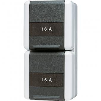 Jung 822NAW SCHUKO Zweifach-Steckdose, 16 A, 250 V ~, senkrecht mit Schriftfeld