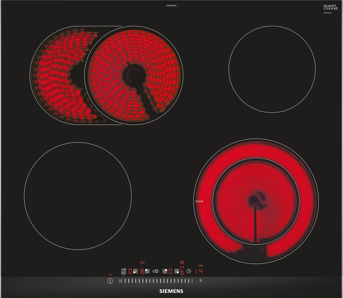 Siemens ET675FNP1E iQ300 Autarkes Glaskeramik Kochfeld, 60 cm breit, touchSlider, reStart, schwarz