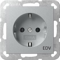 Gira 445826 SCHUKO-Steckdose 16 A 250 V~ mit Aufdruck "EDV" System 55, Aluminium