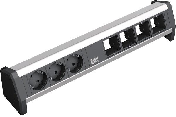 Bachmann DESK Steckdosenleistung, 3xSchuko, 4xABD, IP20, aluminium (902.003)