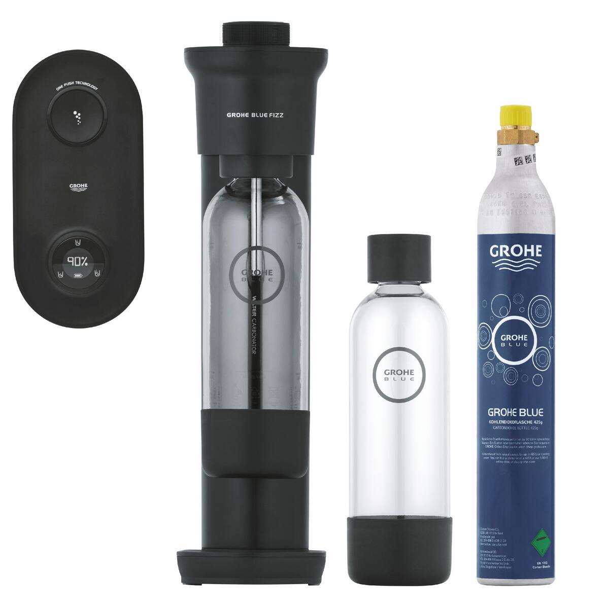 GROHE Blue Fizz Wassersprudler, Advanced Couple Set, inkl. 2 Trinkflaschen und 1x CO2, schwarz (31946K00)