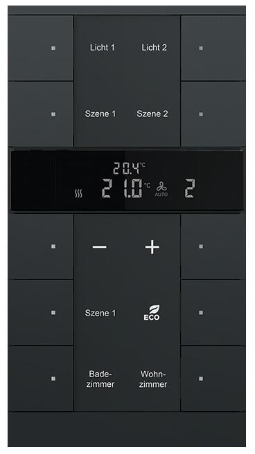 Busch-Jaeger SBR/U10.0.11-885 Raumtemperaturregler mit Bedienfunktion, Busch-Tenton, HVAC-Gerät,10fach BE, schwarz matt (2CKA006330A0052)