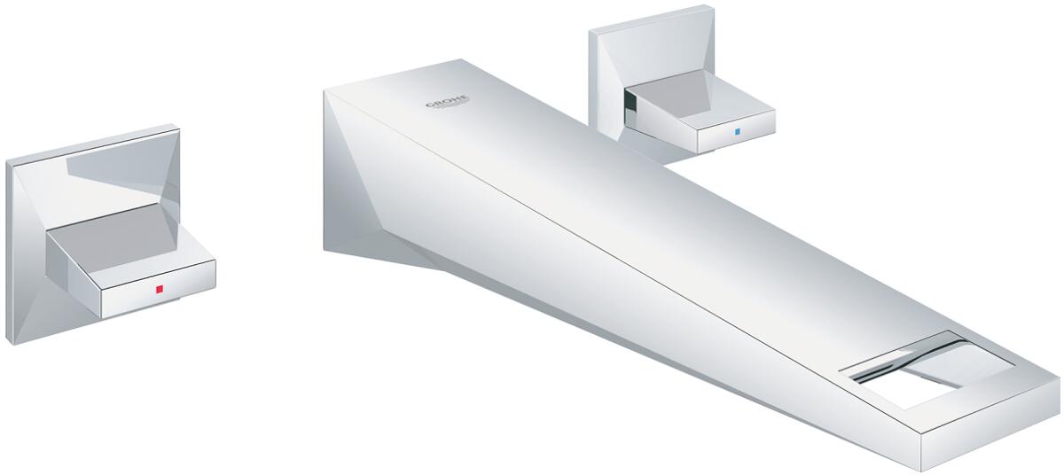 GROHE Allure Brilliant 3-Loch-Waschtischbatterie, Wandmontage, Fertigmontageset für 29 025 002, Ausladung 210 mm, EcoJoy, chrom (20348000)
