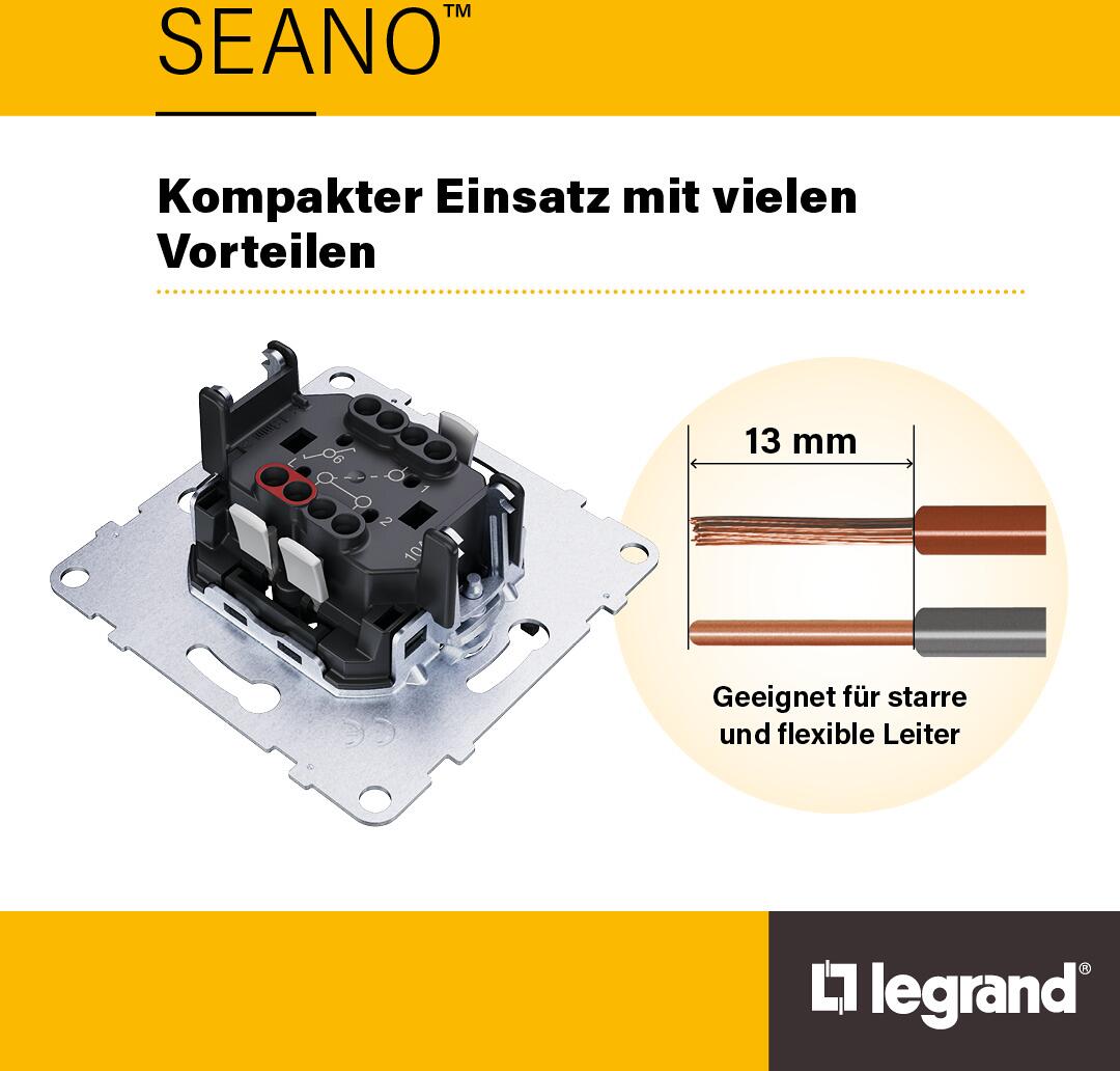 LEGRAND SEANO With Netatmo Wandsender Licht – 2-fach Mit 2 Schaltwippen, LED-Batteriestatus, 3 V Batterie (8 Jahre Laufzeit), Einfache Klebemontage, Smart Home, Ultraweiß (765634)