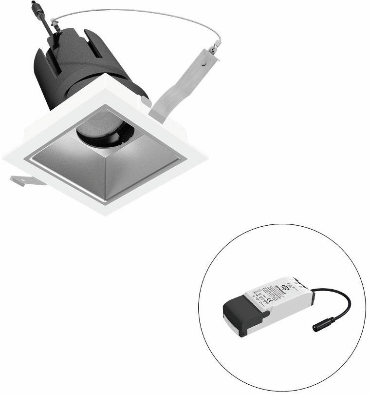 EVN SELECTO LED Deckeneinbau, quadratisch, schwenkbar, IP20, 220-240V/AC, 13W, 1517lm, 3000K, inkl. Netzgerät, Phase, Reflektor silber/matt, 2.137,000