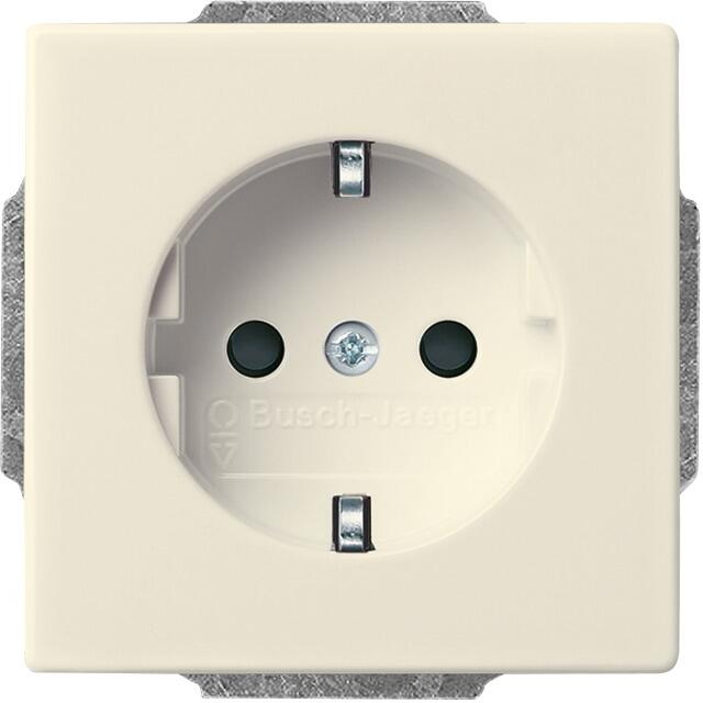 Busch-Jaeger 23 EUCB-82 Schuko Steckdose mit erhöhtem Berührungsschutz, Schraubklemmen, 2-polig, elfenbeinweiß