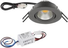 EVN PC20-Serie LED Deckeneinbau, rund, schwenkbar, IP20, 220-240V, 3W, 3000K, 300lm, inkl. Netzgerät, anthrazit STL (PC20N31602)