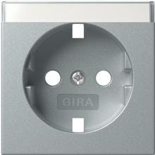 Gira 494726 Abdeckung für SCHUKO-Steckdose 16 A 250 V~ mit Beschriftungsfeld System 55 Farbe Aluminium