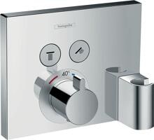 hansgrohe ShowerSelect Thermostat Unterputz für 2 Funktionen mit Schlauchanschluss und Duschkopfhalterung, Metall, 29 l/min, Chrom (15765000)