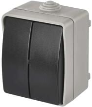 EMOS A1398.1 Wandschalter Nr.5, IP54, 2 Tasten, grau/schwarz (3104139811)