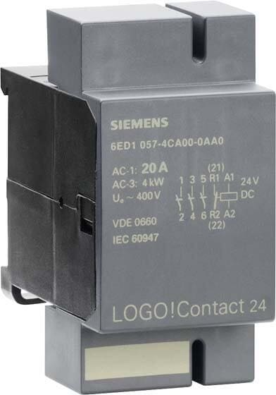 Siemens 6ED1057-4CA00-0AA0 LOGO! Contact 24 Schaltmodul für direktes Schalten ohmscher Verbraucher bis 20A und Motoren bis 4kW, DC 24V, 3 Schließer+1Ö
