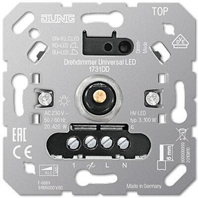Jung 1731DD Drehdimmer Universal LED, mit Inkrementalgeber, mit Nebenstelleneingang