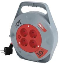 EMOS P19510 Kabeltrommel, SCHUKO, 4 Steckdosen, Länge 10m, 1,0mm², PVC, rot (1928141000)