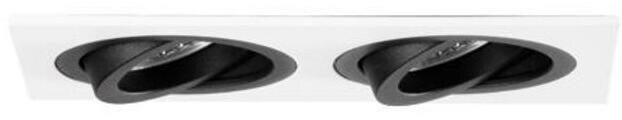 Brumberg M1 Einbaugehäuse, rechteckig, bündig, 2-fach, mit Modulhalterungen bündig, schwenkbar 20°, IP20, max. 2x13W, ohne LED-Modul, Aluminium, weiß/