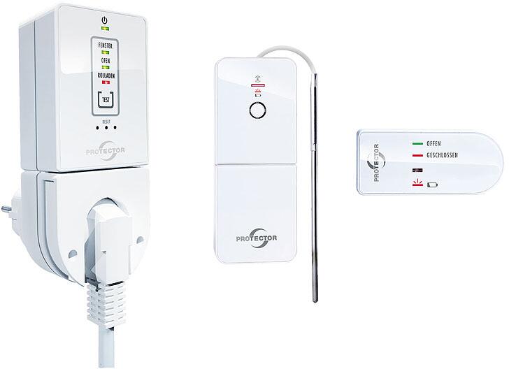 Protector COMFORT AS-7030 Funk-Abluftsteuerung mit DIBT-Zulassung, Fensterkontaktschalter, inklusive Ofen-Sender mit Temperaturfühler, weiß (41033)