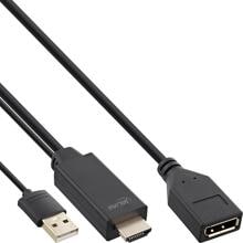 InLine HDMI ST zu DisplayPort BU Konverter Kabel, 4K, schwarz/gold, 0,3m (17168P)