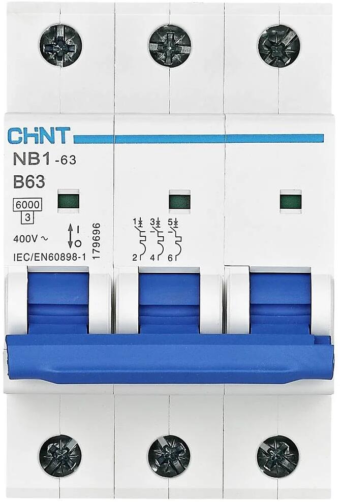 Chint Leitungsschutzschalter, 3-polig, Charakteristik B, 25 A, 415 V, weiß blau (179689)