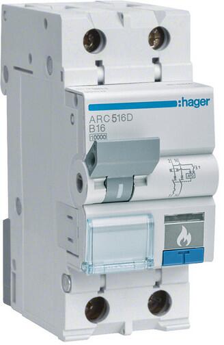 Hager ARC525D Fehlerlichtbogen-Schutzeinrichtung AFDD mit LS-Schalter 1P+N 10kA B-25A 2M