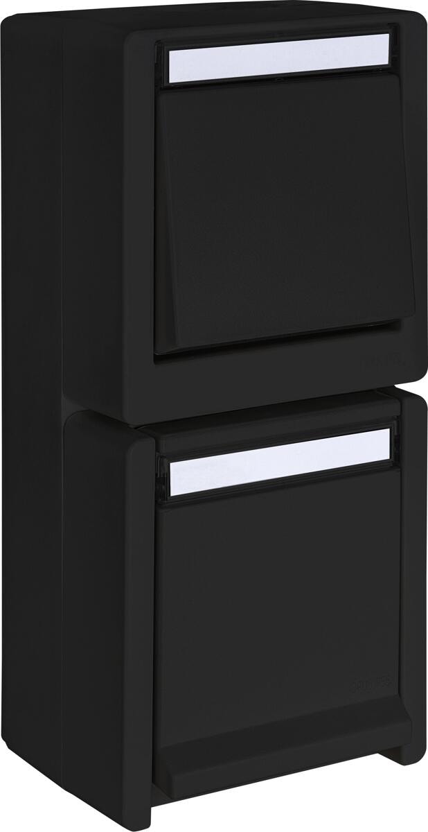 OPUS RESIST Taster, Wechsler mit Steckdose, senkrecht, kombination, Aufputz, schwarz (755.650.01)