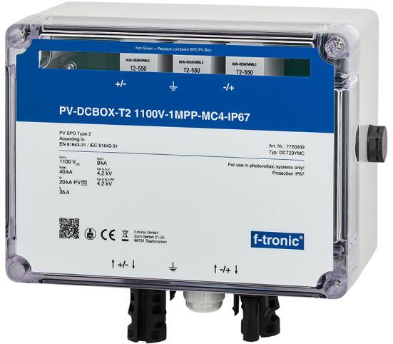 f-tronic DCT23YMC DC-Überspannungsschutz T2 mit MC4, 1 MPP-Tracker, Typ 2, MC4, IP67, grau (7720009)
