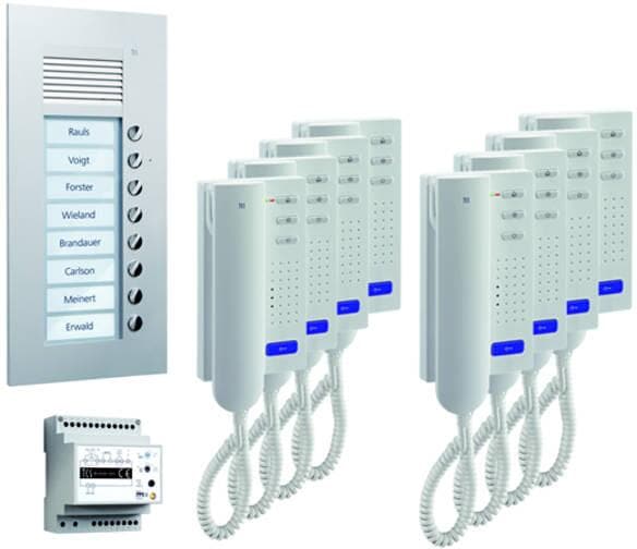 TCS PPU08-EN/02 vorkonfigurierte Türsprechanlage für 8 Wohneinheiten zum Gegensprechen, Unterputz, Türtelefon