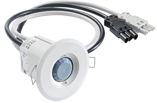 Esylux Decken-Präsenzmelder 360° Unterputz, flache Bauweise, Reichweite ca. Ø 8 m, fernbedienbar, rund weiß, Wieland GST-Stecker, weiß (EP10427879)