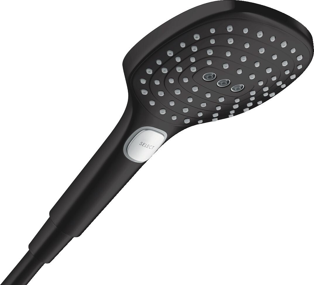 hansgrohe Raindance Select E Duschkopf 120 3 Strahlarten, Kunststoff, 14,4 l/min, 120 mm, Mattschwarz, (26520670)