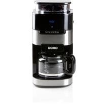 Domo DO721K Kaffeemaschine, Bohnenbehälters: 200g, 1,5L, 12 Tassen, Touch-Tasten, LCD-Display, Kaffeemühle, schwarz/Edelstahl