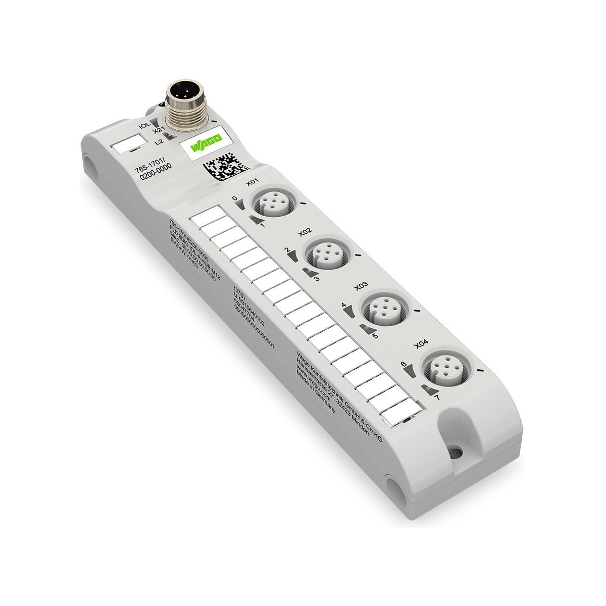 Wago 765-1701/200-000 8-Kanal-Digitalein-/-ausgang, IO Link Class A Hub, 24VDC/2A, 4xM12-Anschluss, HubLine, IP67