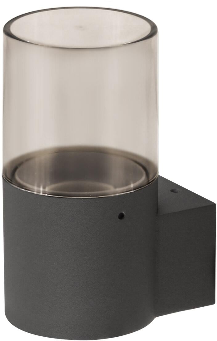 EVN Wandleuchte, IP44, E27, max. 13W, 230V, mit rauchgrauer Abdeckung, rund, anthrazit (WRS172715)